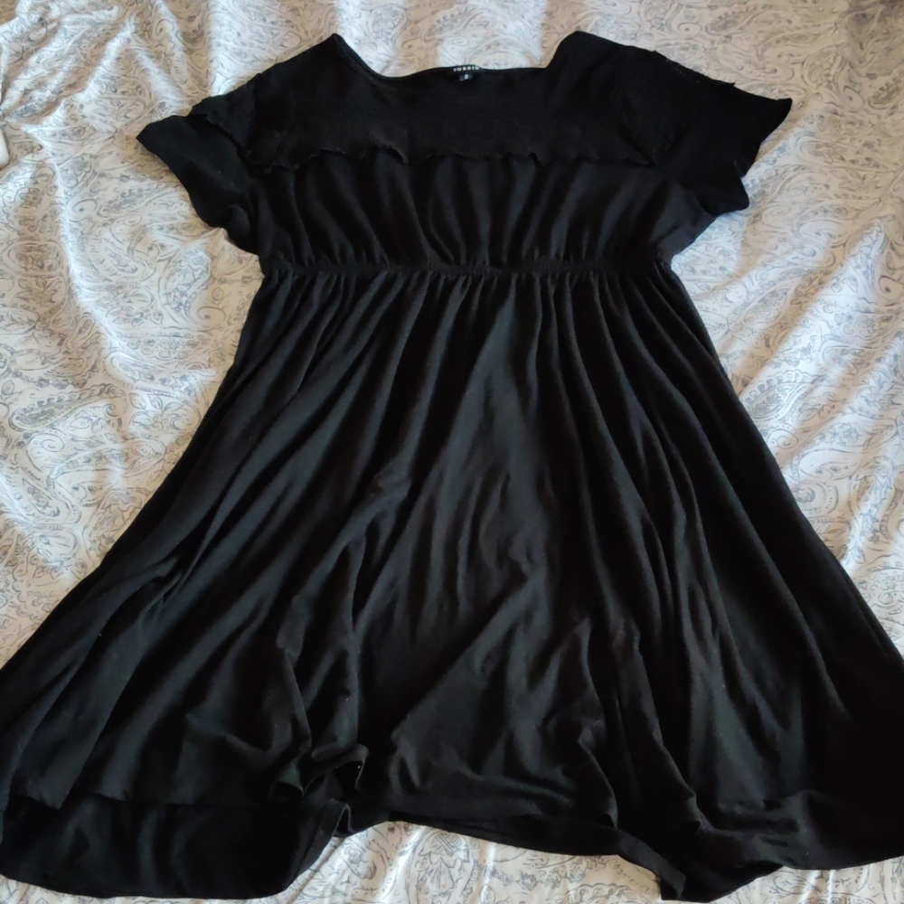 Torrid Midi Black dress with lace - like new.